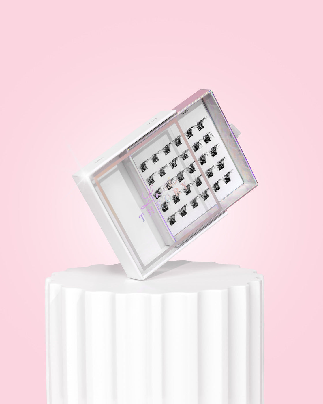 A box of Lash Theory eye lashes on a pedestal
